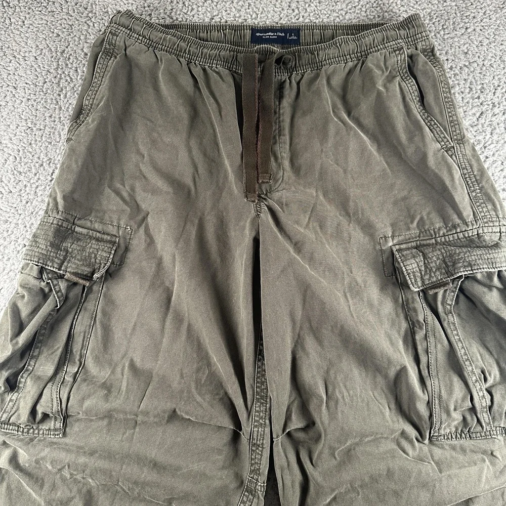 Abercrombie & Fitch Cargo Pants Mens L Green Ultra Baggy Wide Leg Military